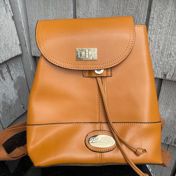 Adeline Backpack Blue Sky Tan Butterscotch Color Rucksack - Picture 1 of 11